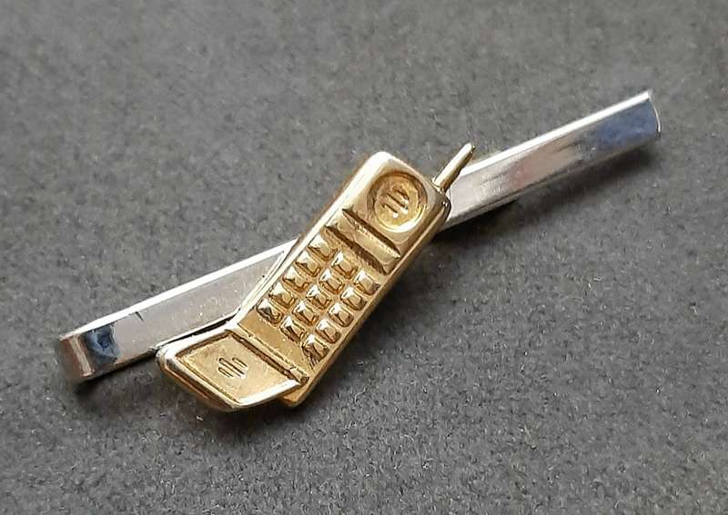 1990s : Men's Novelty 'Cellular Phone' Tie Pin w/ Slide.