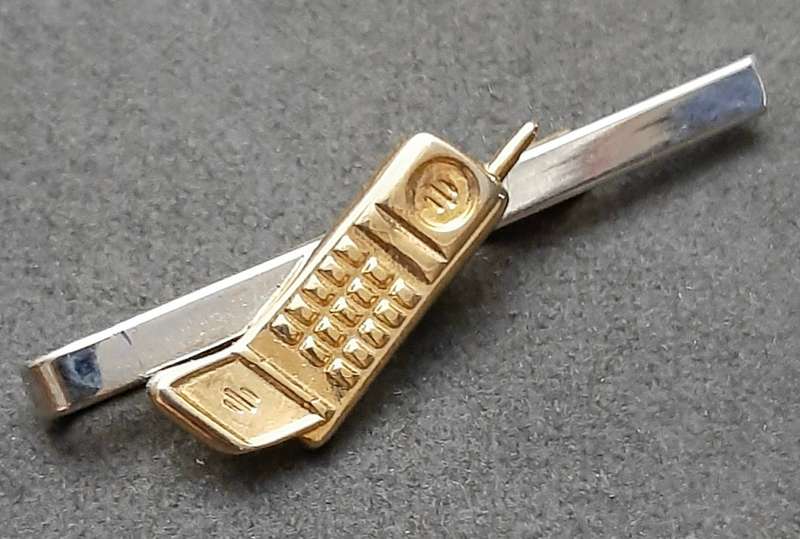 1990s : Men's Novelty 'Cellular Phone' Tie Pin w/ Slide.