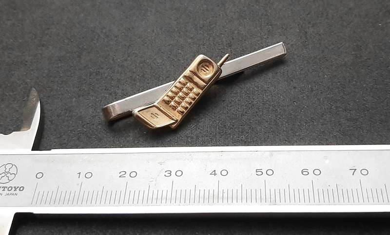 1990s : Men's Novelty 'Cellular Phone' Tie Pin w/ Slide.