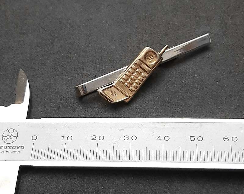 1990s : Men's Novelty 'Cellular Phone' Tie Pin w/ Slide.