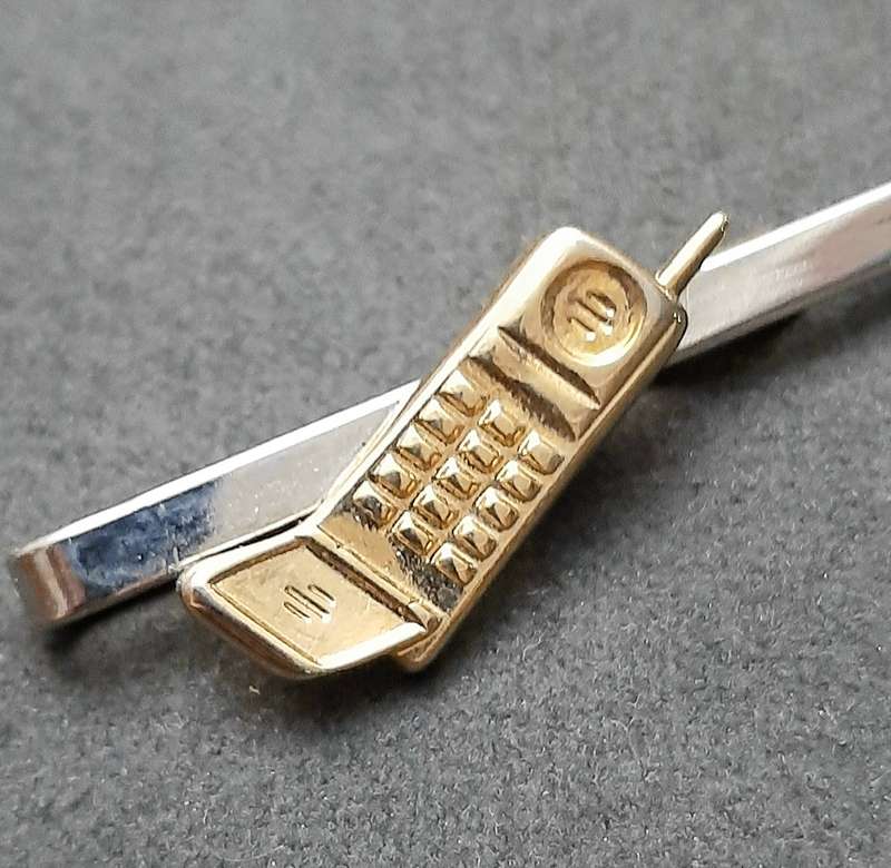 1990s : Men's Novelty 'Cellular Phone' Tie Pin w/ Slide.