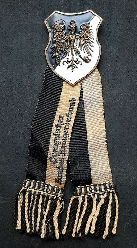 Pre-WW1 : Prussian 'Landes-Kriegsverband' Association Enamel Pin w/ Ribbon (10cm).
