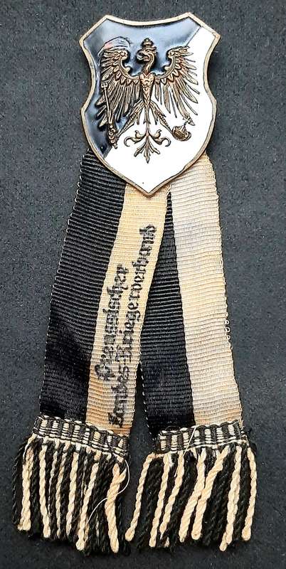 Pre-WW1 : Prussian 'Landes-Kriegsverband' Association Enamel Pin w/ Ribbon (10cm).