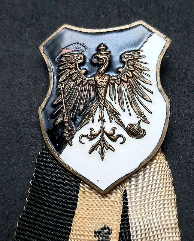Pre-WW1 : Prussian 'Landes-Kriegsverband' Association Enamel Pin w/ Ribbon (10cm).