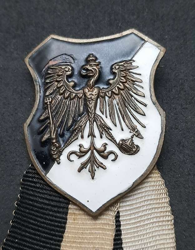 Pre-WW1 : Prussian 'Landes-Kriegsverband' Association Enamel Pin w/ Ribbon (10cm).