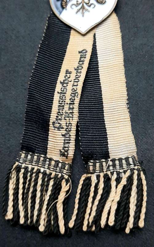 Pre-WW1 : Prussian 'Landes-Kriegsverband' Association Enamel Pin w/ Ribbon (10cm).