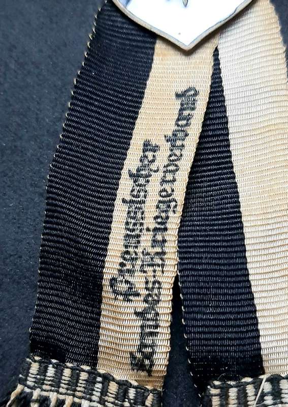 Pre-WW1 : Prussian 'Landes-Kriegsverband' Association Enamel Pin w/ Ribbon (10cm).