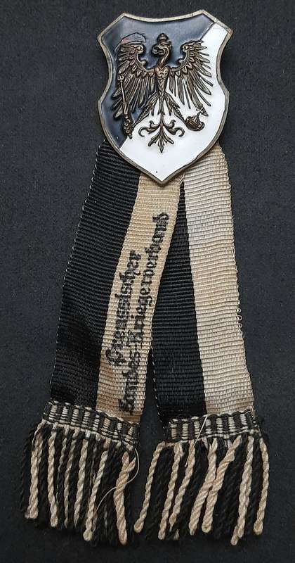 Pre-WW1 : Prussian 'Landes-Kriegsverband' Association Enamel Pin w/ Ribbon (10cm).