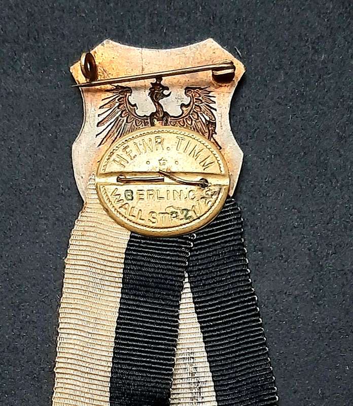 Pre-WW1 : Prussian 'Landes-Kriegsverband' Association Enamel Pin w/ Ribbon (10cm).