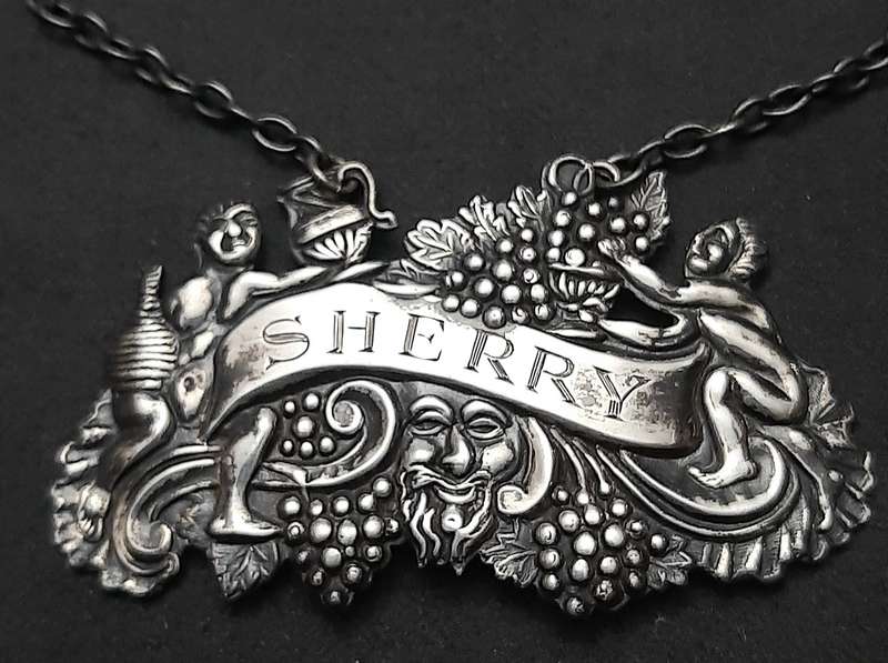 STUNNING: .925 Silver English 'Dionysian' Sherry Decanter Collar (11.77g).