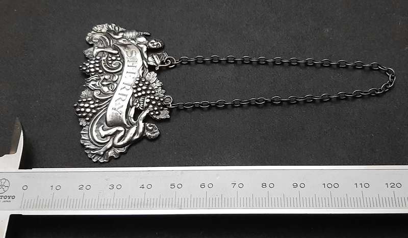 STUNNING: .925 Silver English 'Dionysian' Sherry Decanter Collar (11.77g).