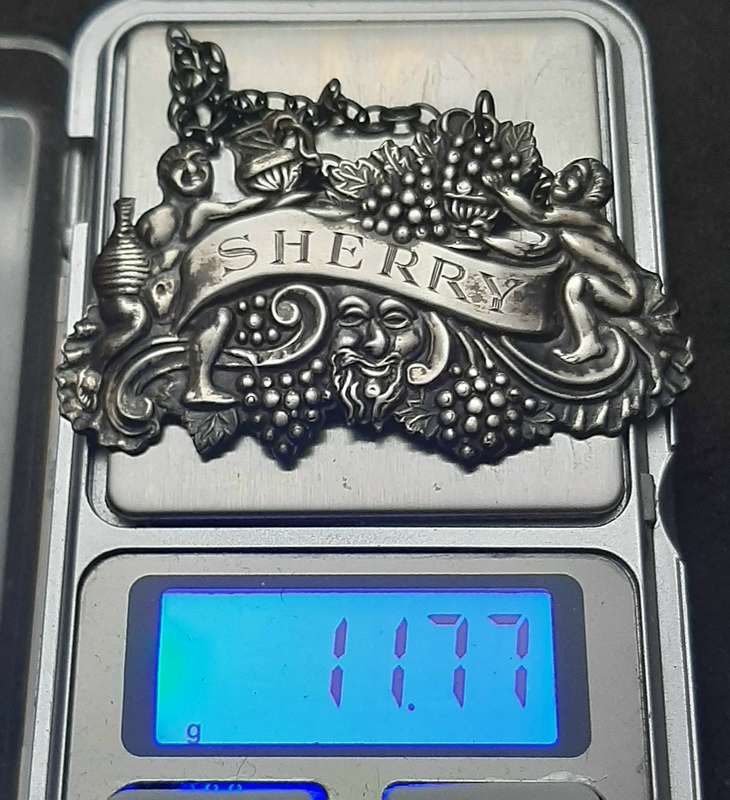 STUNNING: .925 Silver English 'Dionysian' Sherry Decanter Collar (11.77g).