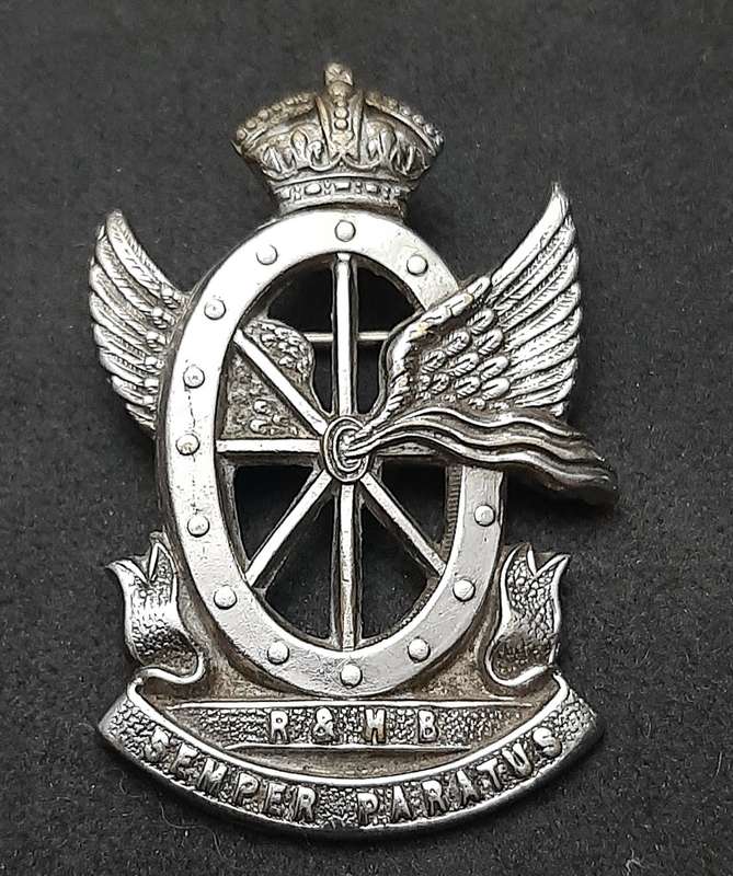 RARE: 1920s SA Railways & Harbours Brigade Cap White Metal Badge (Pin).