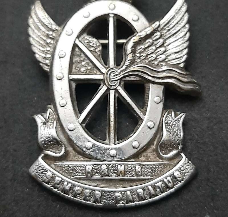 RARE: 1920s SA Railways & Harbours Brigade Cap White Metal Badge (Pin).