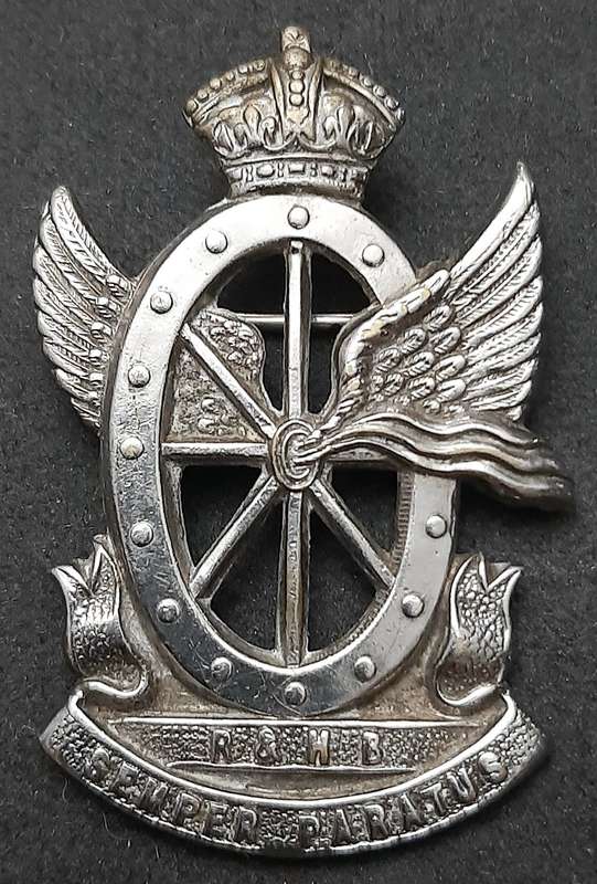 RARE: 1920s SA Railways & Harbours Brigade Cap White Metal Badge (Pin).