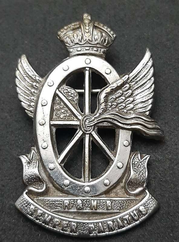 RARE: 1920s SA Railways & Harbours Brigade Cap White Metal Badge (Pin).
