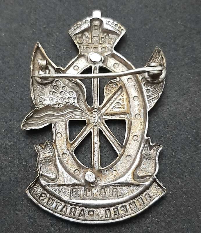 RARE: 1920s SA Railways & Harbours Brigade Cap White Metal Badge (Pin).