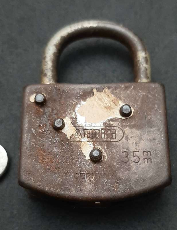 Lot : Early 20th Century - European Brass 'Trap Door' Locks & Steel Padlock ( 3 x Pcs).