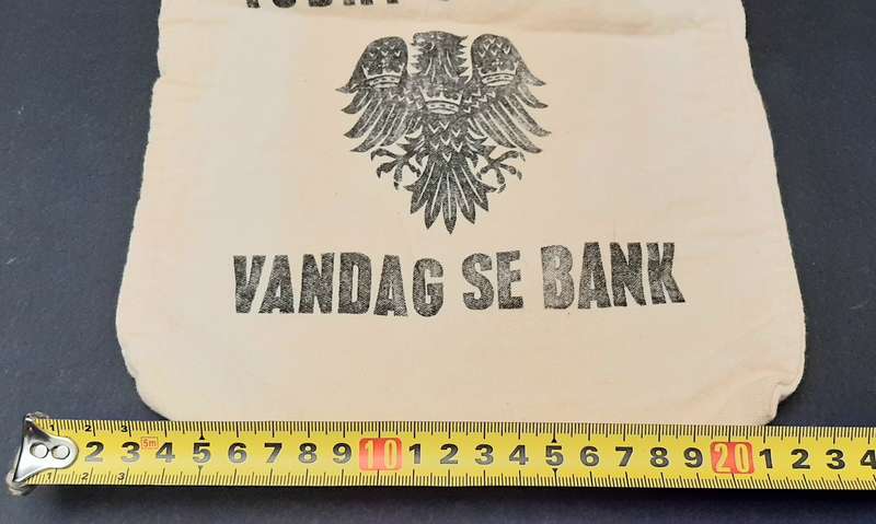 RARE: 1960s South African Barclay's Bank Cotton Money Bag w/ Drawstring (35x24cm).