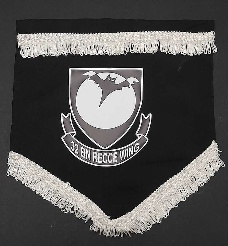 RARE: 1989 Border War - 32 Battalion 'Recce Wing' Unit Pennant w/ Trim ( 30cmx28cm).