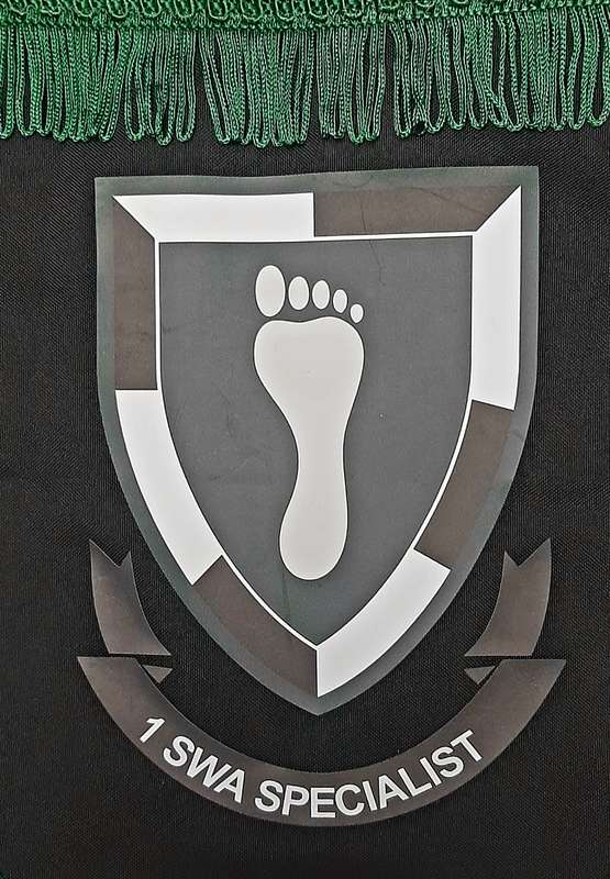 RARE: 1989 Border War - 1 SWA Specialist Tracker Unit Pennant w/ Trim ( 30cmx28cm).