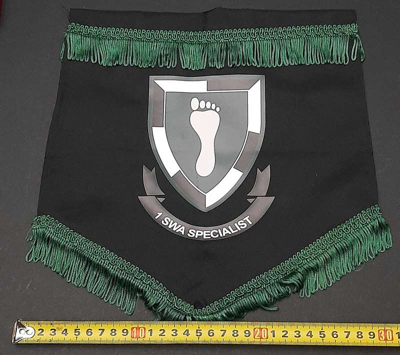 RARE: 1989 Border War - 1 SWA Specialist Tracker Unit Pennant w/ Trim ( 30cmx28cm).