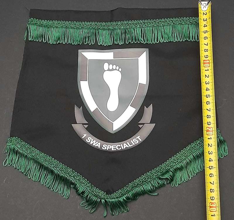 RARE: 1989 Border War - 1 SWA Specialist Tracker Unit Pennant w/ Trim ( 30cmx28cm).