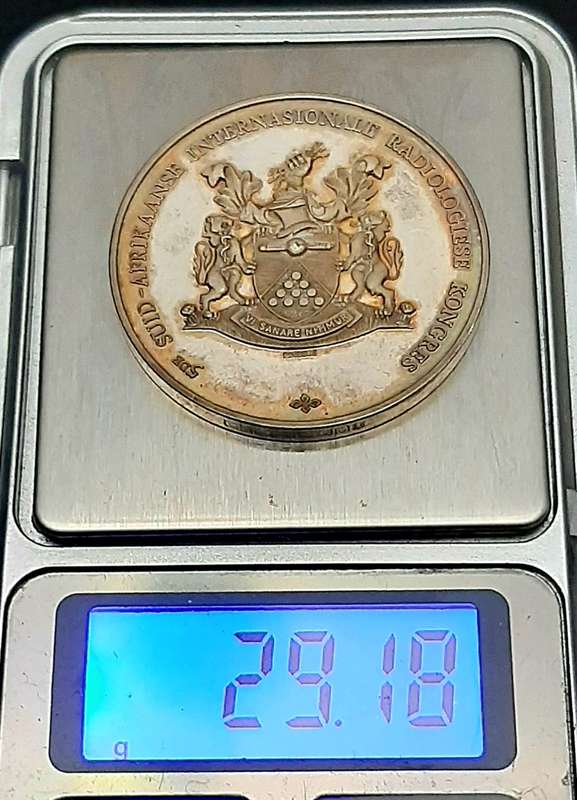RARE: (XF+)  1982 SA 5th Intl. Radiological Congress .925 Silver Medallion w/ Case (29.18 gram).