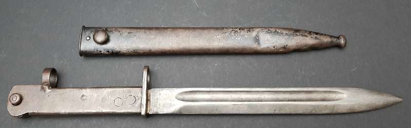 RARE: WW1  German Export M1903 Turkish Mauser 'Ersatz' Bayonet w/ Scabbard ( FN FAL Conversion).