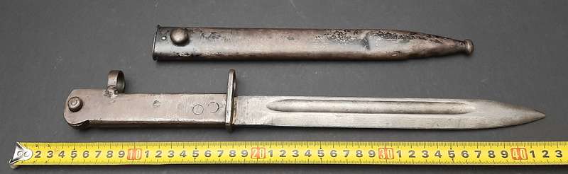 RARE: WW1  German Export M1903 Turkish Mauser 'Ersatz' Bayonet w/ Scabbard ( FN FAL Conversion).
