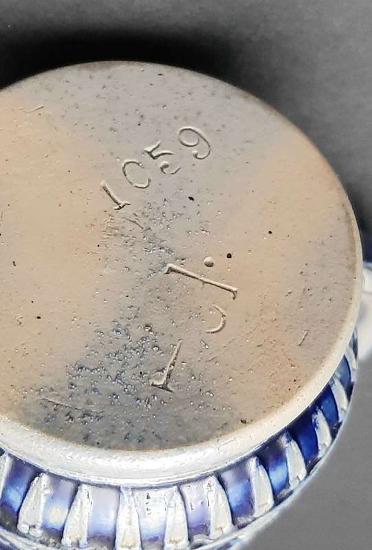 RARE: WW1 German Imperial 'Cobalt Blue' Salt Glazed Bier Stein w/ Pewter Cap (300ml).