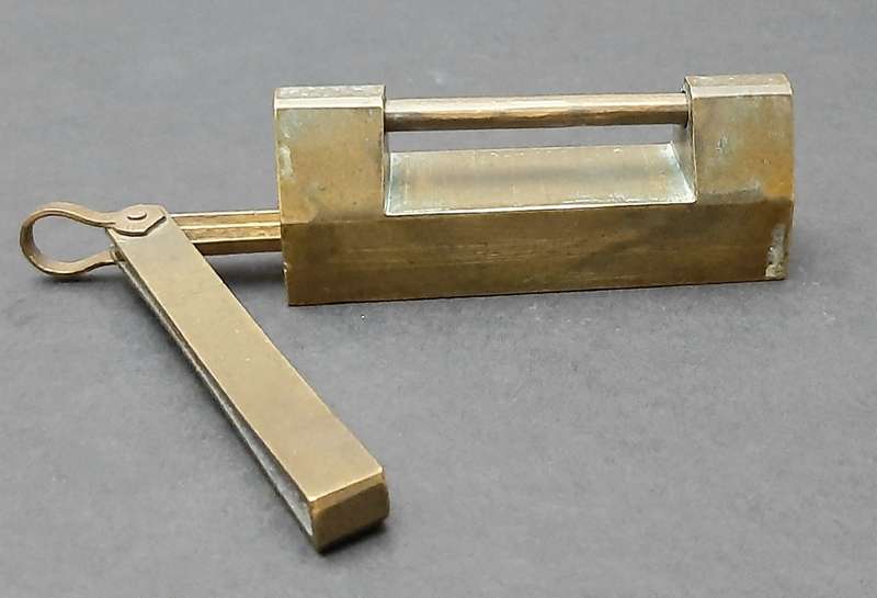 RARE: Early 20th Century- Brass Chinese Box Lock w/ Key ( 7 cm).