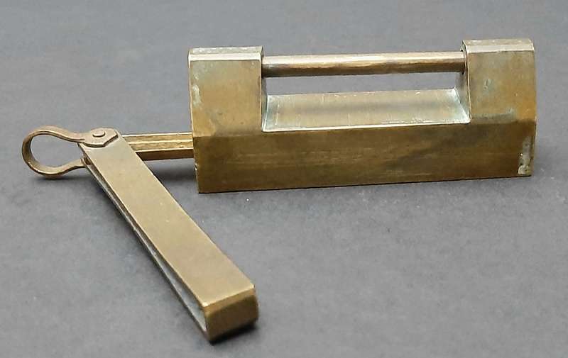 RARE: Early 20th Century- Brass Chinese Box Lock w/ Key ( 7 cm).