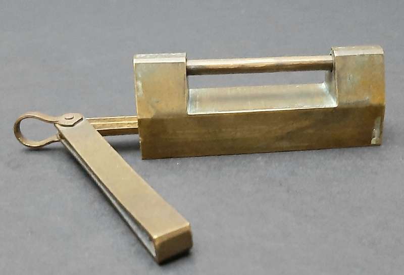 RARE: Early 20th Century- Brass Chinese Box Lock w/ Key ( 7 cm).