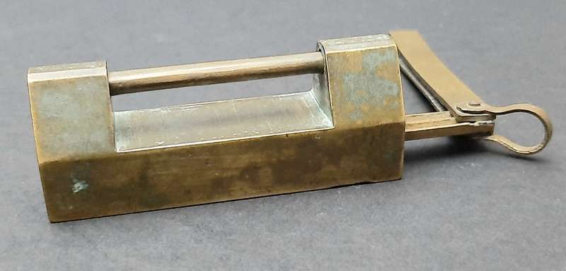 RARE: Early 20th Century- Brass Chinese Box Lock w/ Key ( 7 cm).