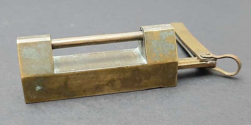 RARE: Early 20th Century- Brass Chinese Box Lock w/ Key ( 7 cm).