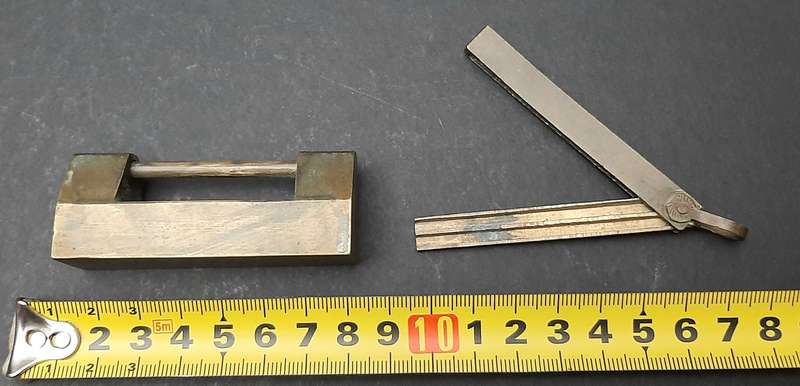 RARE: Early 20th Century- Brass Chinese Box Lock w/ Key ( 7 cm).