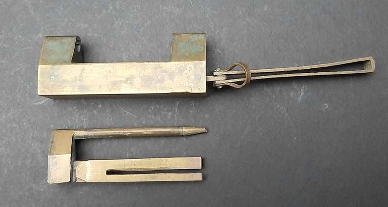 RARE: Early 20th Century- Brass Chinese Box Lock w/ Key ( 7 cm).