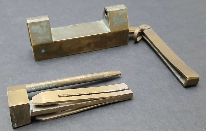 RARE: Early 20th Century- Brass Chinese Box Lock w/ Key ( 7 cm).