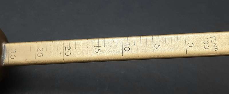 Late 19th Century: English Brass Brewing Hydrometer Instrument (26cm).