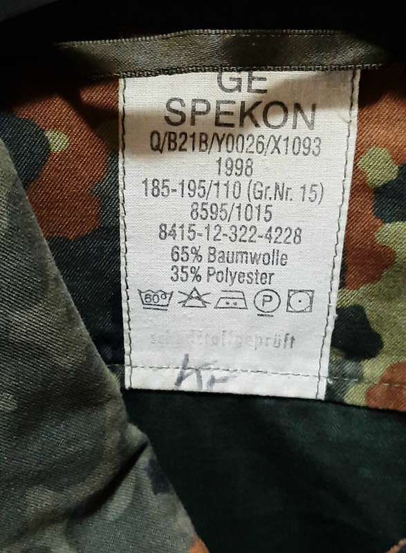 1990s German Bundeswehr Flecktarn Camouflage Field Dress Jacket with Zipper (L/XL)