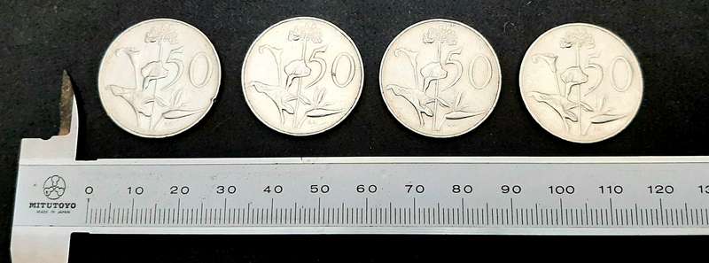 South Africa: 1966 / 68 Nickel 50 cent Coins JVR & Dönges Lot x 4  (F).