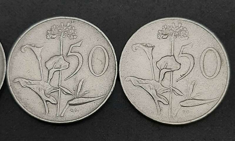South Africa: 1966 / 68 Nickel 50 cent Coins JVR & Dönges Lot x 4  (F).