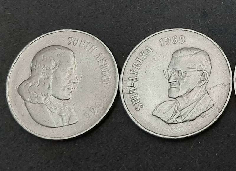 South Africa: 1966 / 68 Nickel 50 cent Coins JVR & Dönges Lot x 4  (F).
