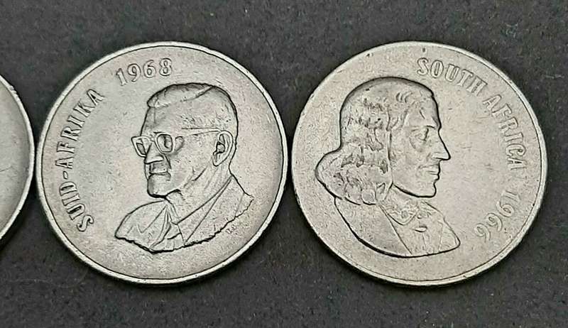 South Africa: 1966 / 68 Nickel 50 cent Coins JVR & Dönges Lot x 4  (F).