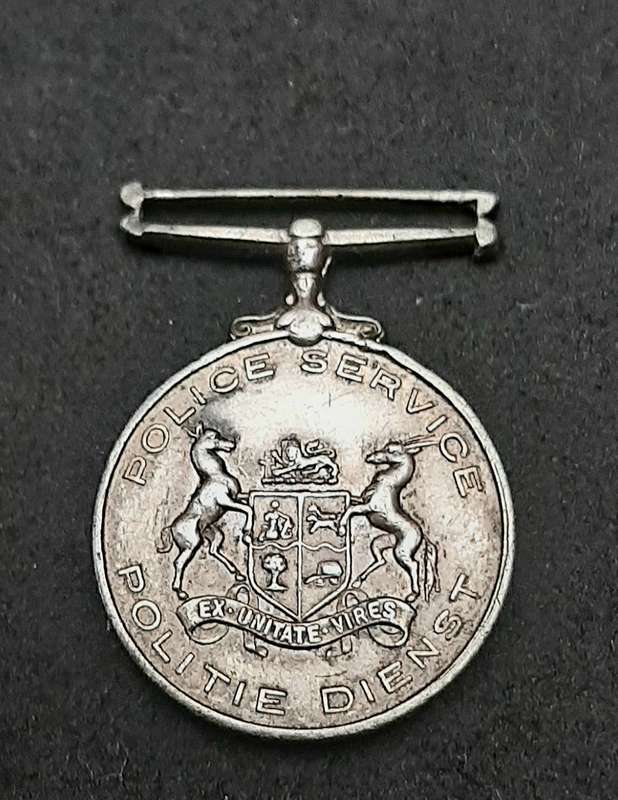 RARE: Pre-1923 SA Colonial Police 'Faithful Service' .925 Silver Miniature Medal (Type I).