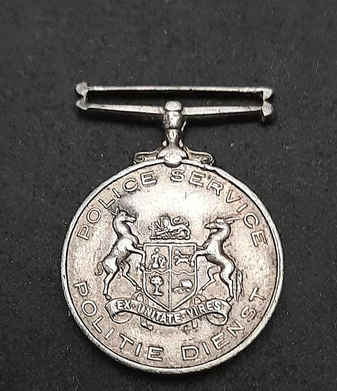 RARE: Pre-1923 SA Colonial Police 'Faithful Service' .925 Silver Miniature Medal (Type I).