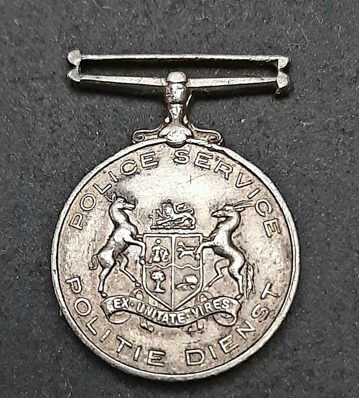 RARE: Pre-1923 SA Colonial Police 'Faithful Service' .925 Silver Miniature Medal (Type I).