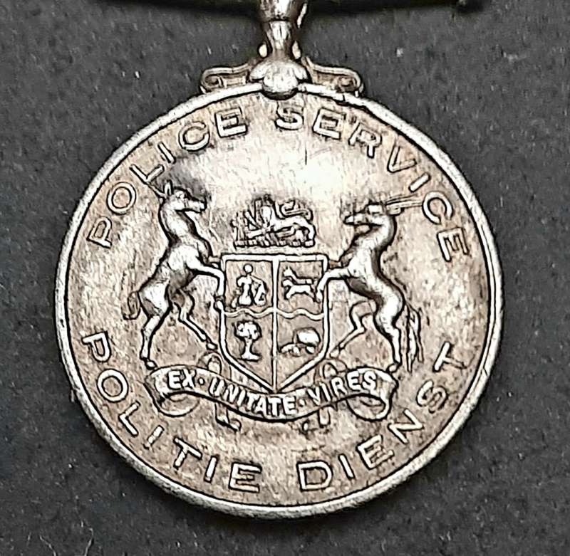 RARE: Pre-1923 SA Colonial Police 'Faithful Service' .925 Silver Miniature Medal (Type I).