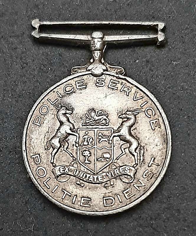 RARE: Pre-1923 SA Colonial Police 'Faithful Service' .925 Silver Miniature Medal (Type I).